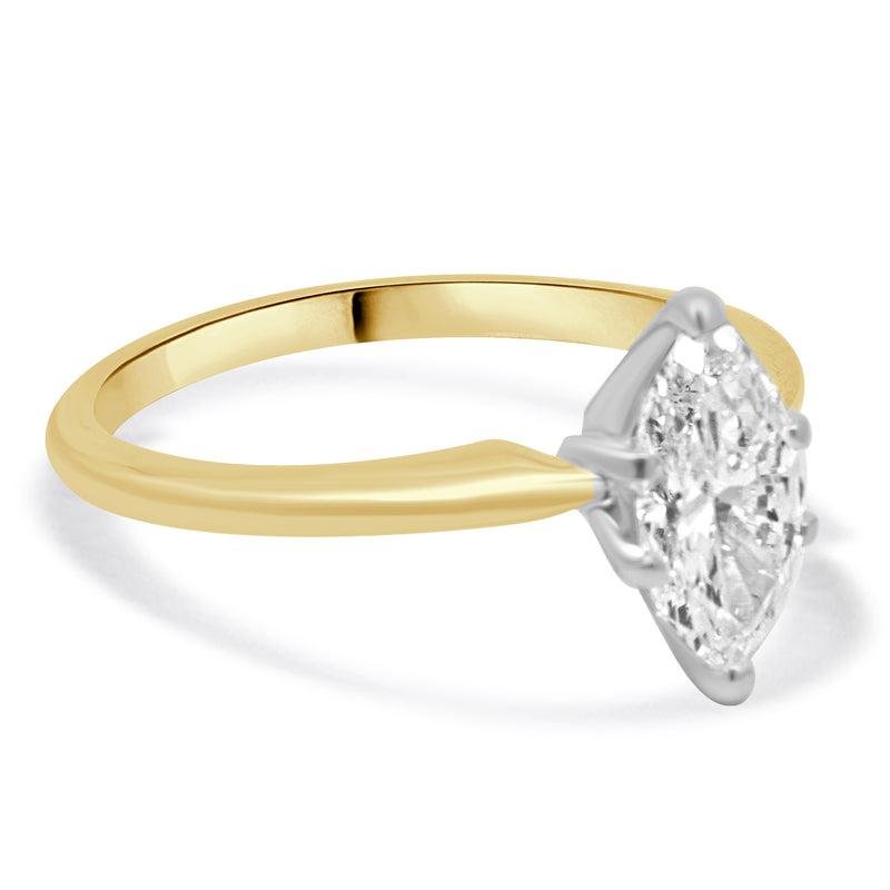 14K Yellow Gold Marquise Diamond Engagement Ring