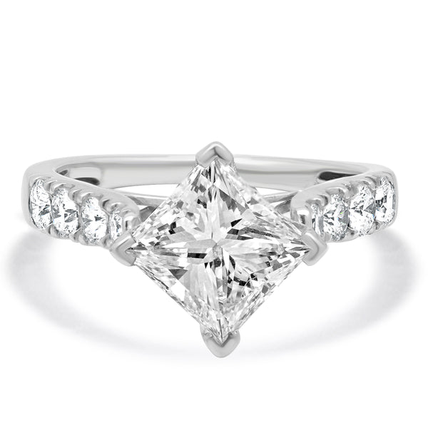 18K White Gold & Platinum Princess Cut Diamond Engagement Ring