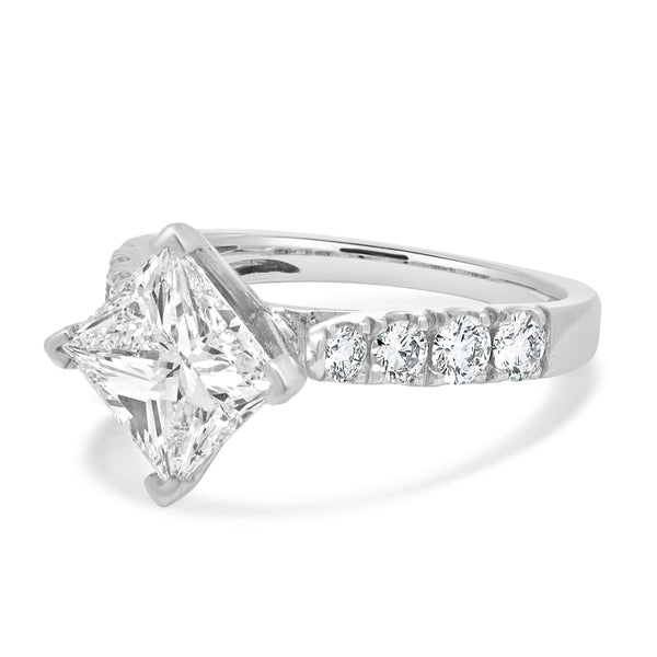 18K White Gold & Platinum Princess Cut Diamond Engagement Ring