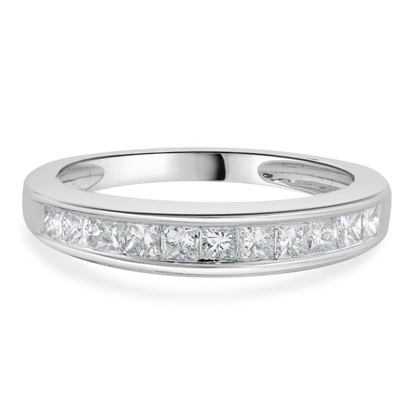 14 Karat White Gold Princess Cut Channel Set Diamond band