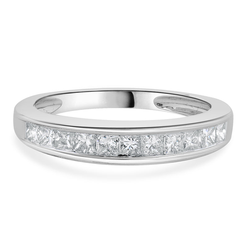 14 Karat White Gold Princess Cut Channel Set Diamond band