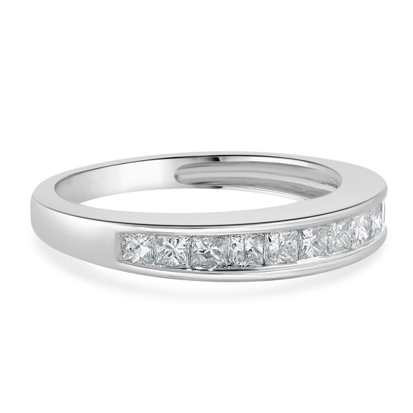 14 Karat White Gold Princess Cut Channel Set Diamond band