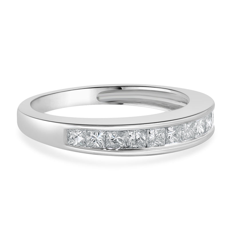 14 Karat White Gold Princess Cut Channel Set Diamond band