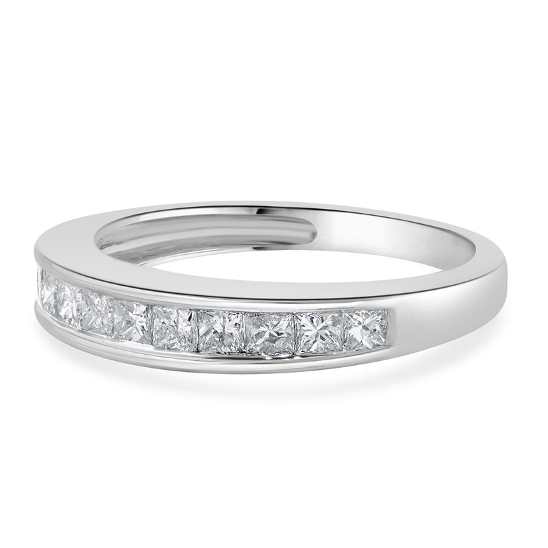 14 Karat White Gold Princess Cut Channel Set Diamond band