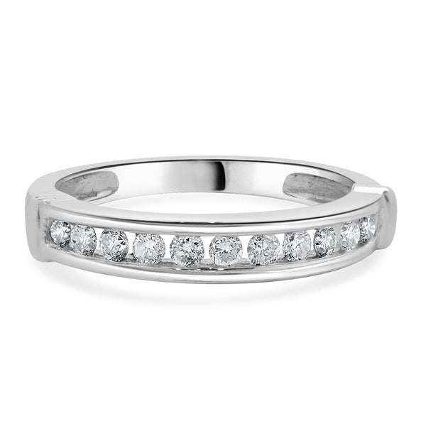 14 Karat White Gold Round Brilliant Cut Channel Set Diamond Band
