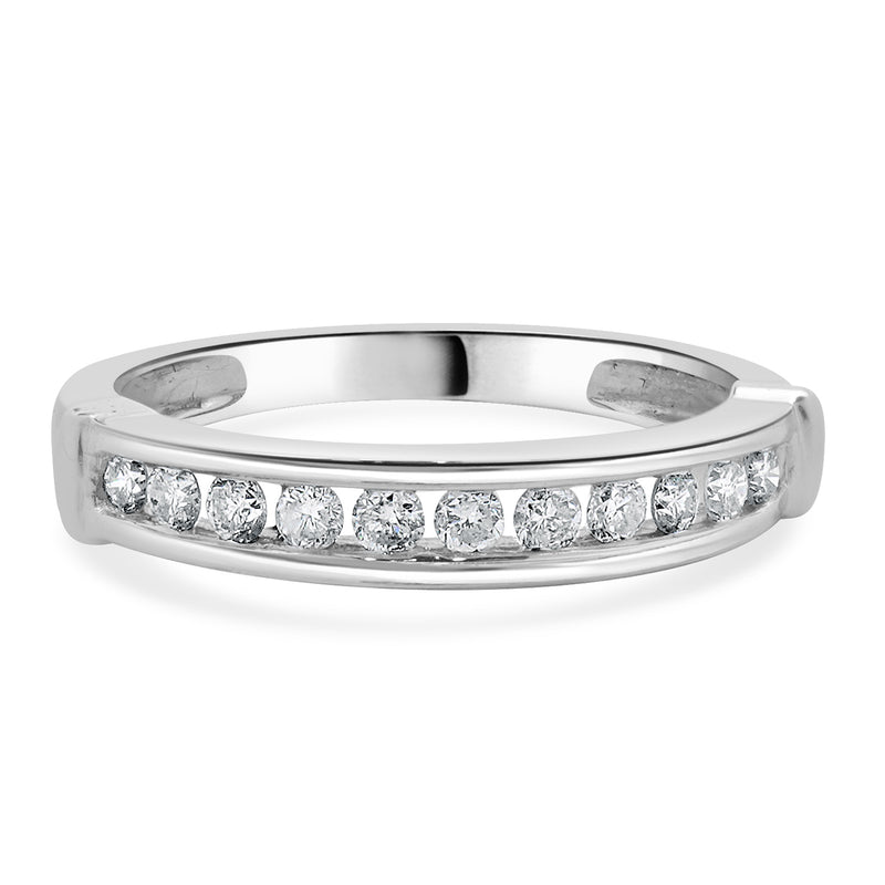 14 Karat White Gold Round Brilliant Cut Channel Set Diamond Band
