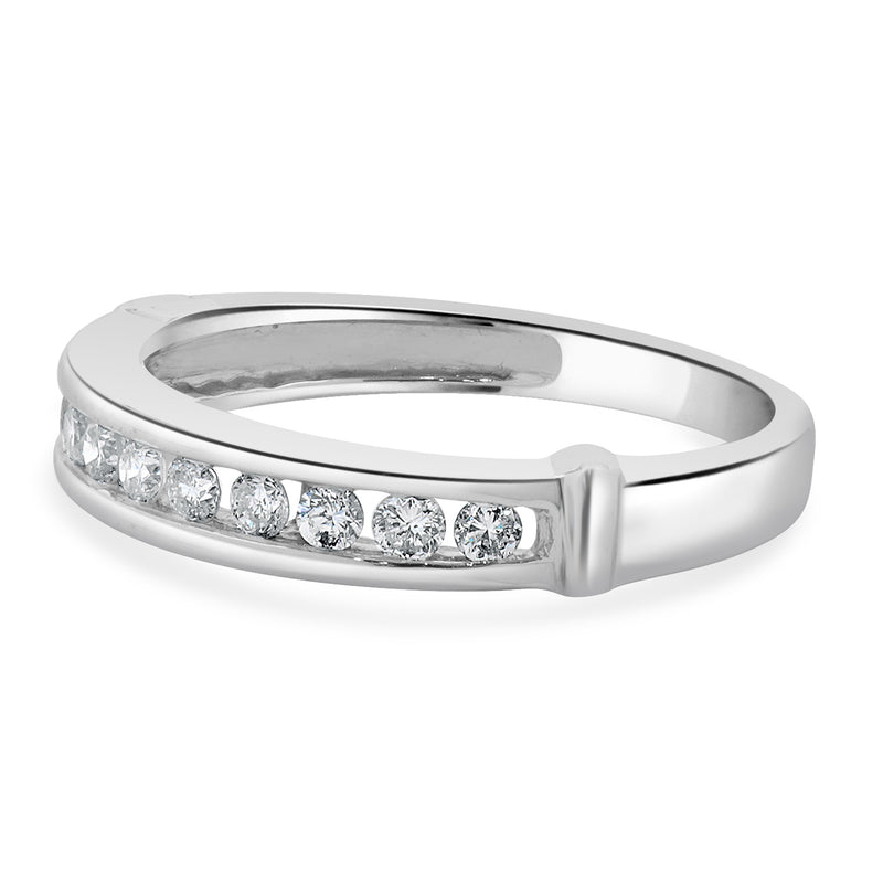 14 Karat White Gold Round Brilliant Cut Channel Set Diamond Band