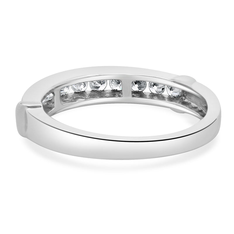 14 Karat White Gold Round Brilliant Cut Channel Set Diamond Band