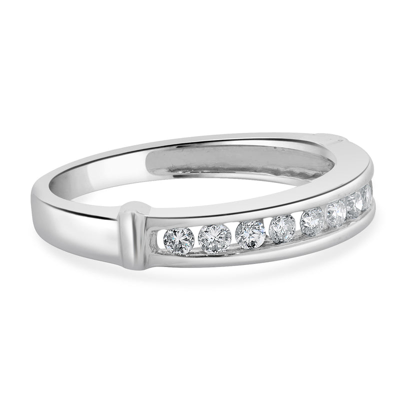 14 Karat White Gold Round Brilliant Cut Channel Set Diamond Band