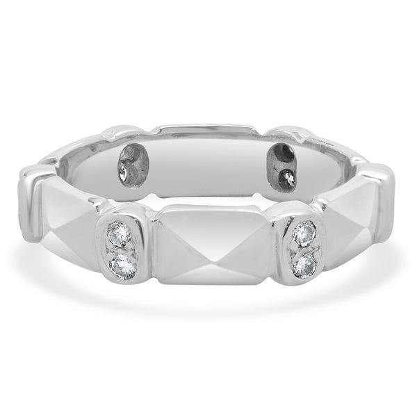 18 Karat White Gold Bezel Set Double Diamond Band