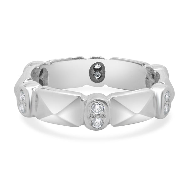 18 Karat White Gold Bezel Set Double Diamond Band