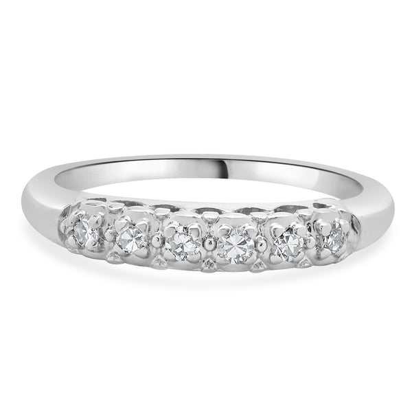 14 Karat White Gold Vintage Single Cut Diamond Band