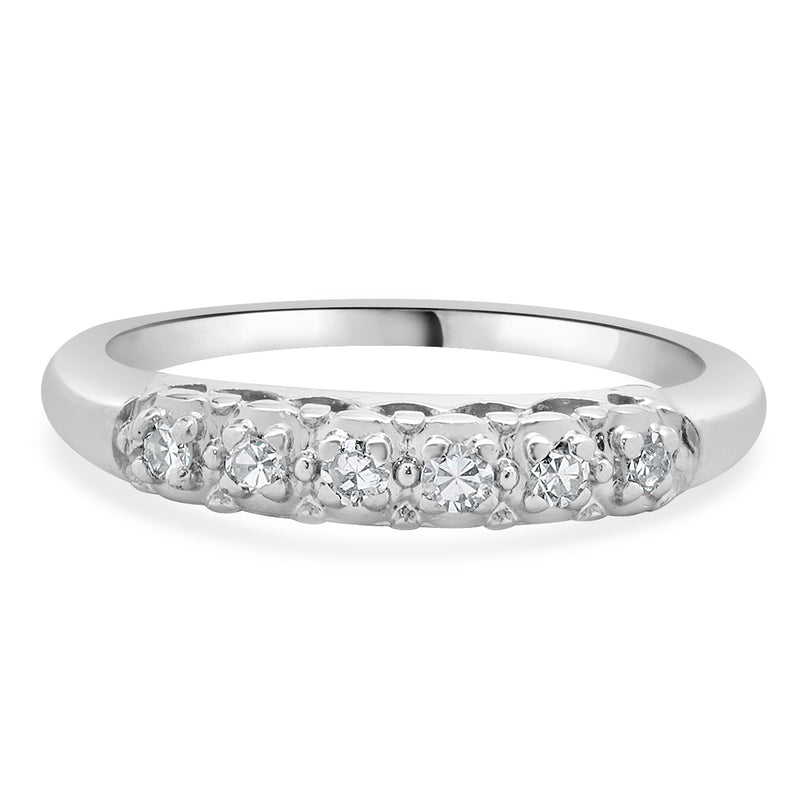14 Karat White Gold Vintage Single Cut Diamond Band