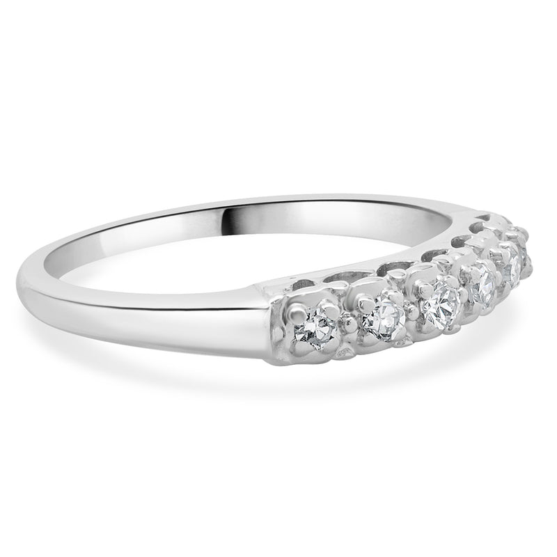 14 Karat White Gold Vintage Single Cut Diamond Band