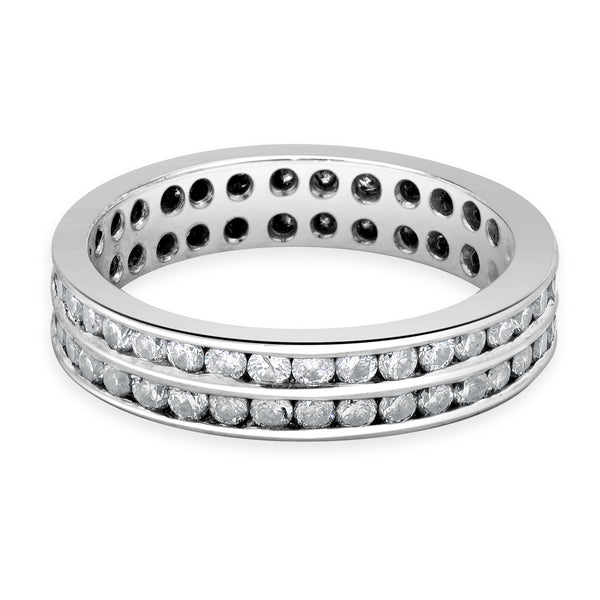 18 Karat White Gold Two Row Diamond Eternity Band