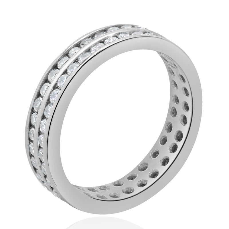18 Karat White Gold Two Row Diamond Eternity Band