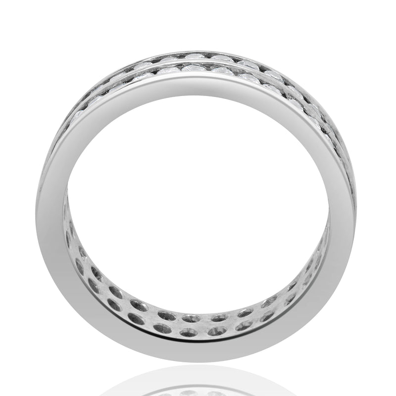 18 Karat White Gold Two Row Diamond Eternity Band