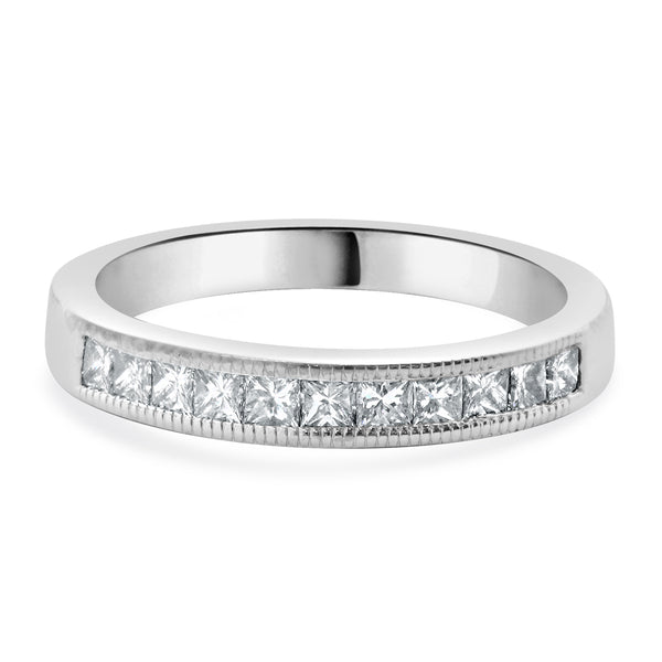 14 Karat White Gold Princess Cut Diamond Band
