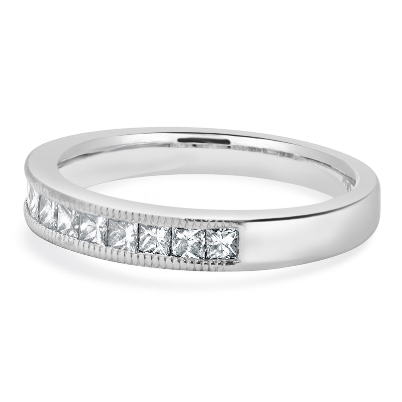14 Karat White Gold Princess Cut Diamond Band