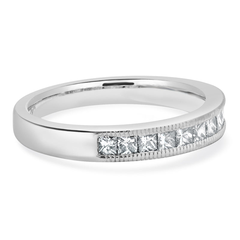 14 Karat White Gold Princess Cut Diamond Band