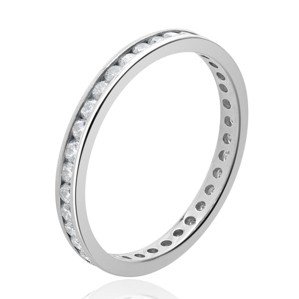 Platinum Channel Set  Diamond Eternity Band