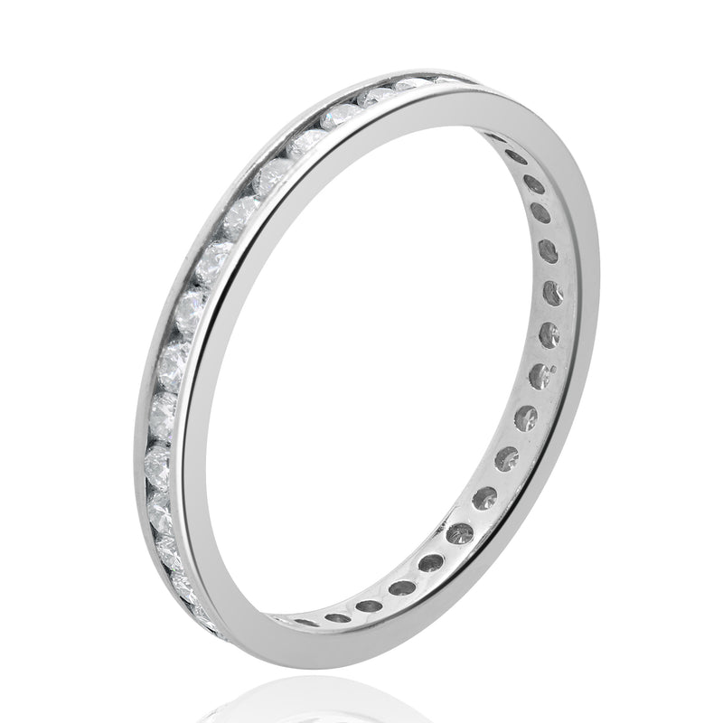 Platinum Channel Set  Diamond Eternity Band
