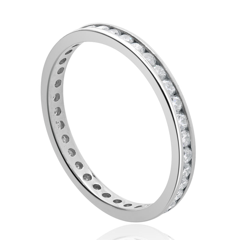 Platinum Channel Set  Diamond Eternity Band