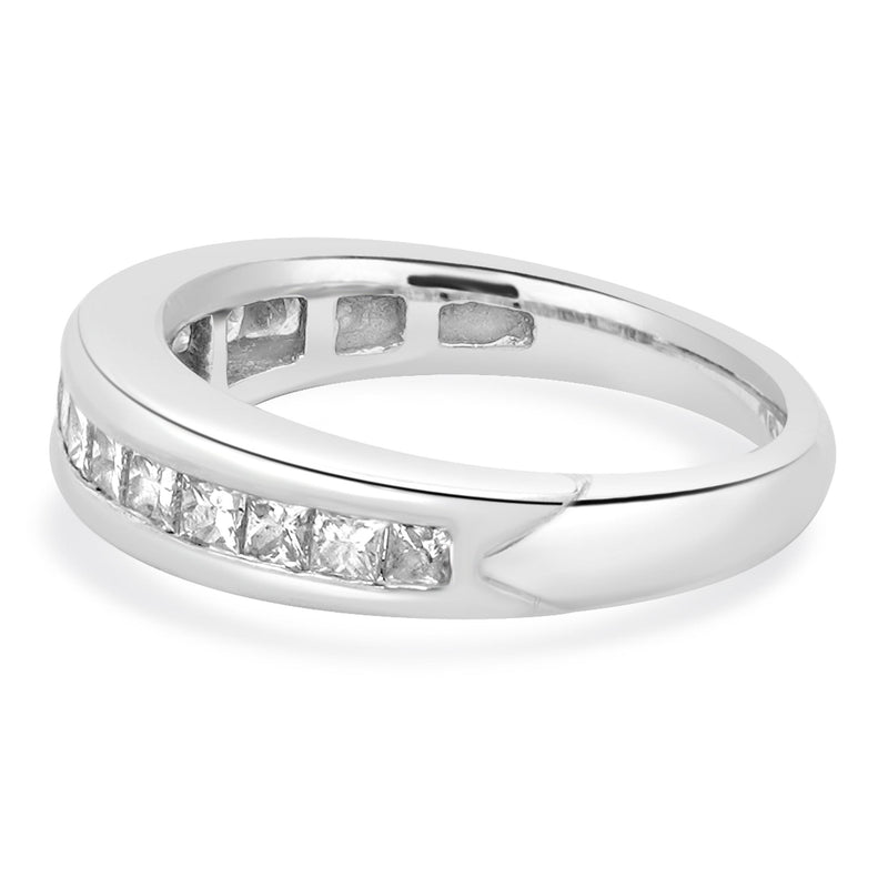 18 Karat White Gold Channel Set Princess Cut Diamond Band