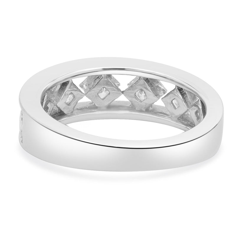 14 Karat White Gold Kite Set Princess Cut Diamond Band