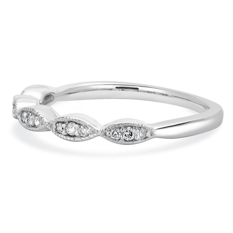 10 Karat White Gold Scalloped Diamond Band