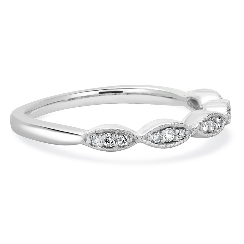 10 Karat White Gold Scalloped Diamond Band