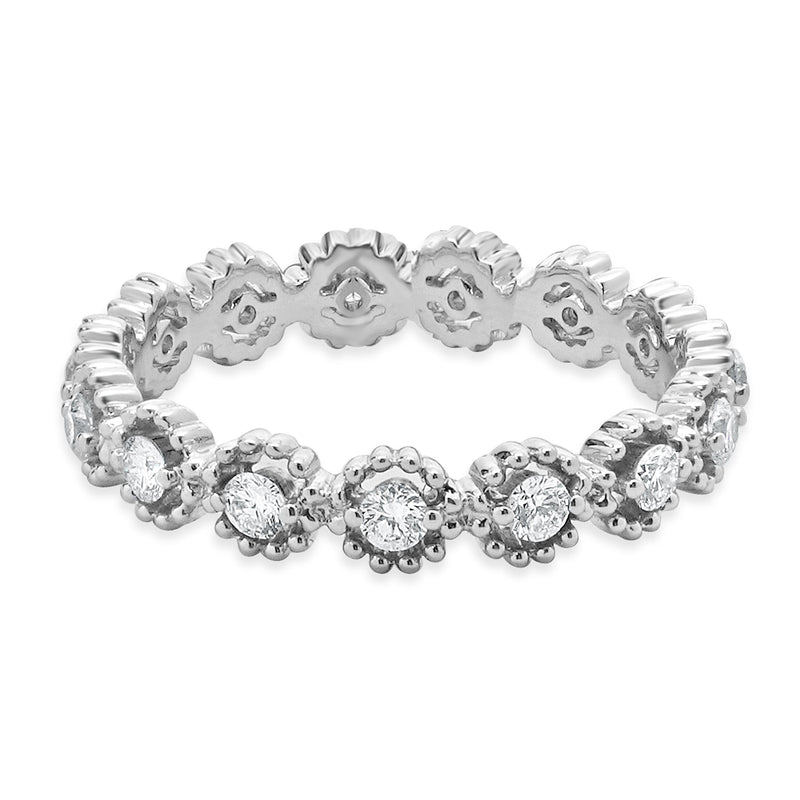 18 Karat White Gold Diamond Cutout Band