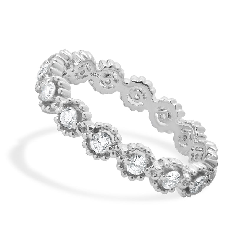 18 Karat White Gold Diamond Cutout Band