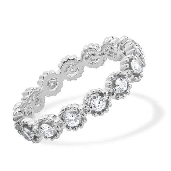18 Karat White Gold Diamond Cutout Band