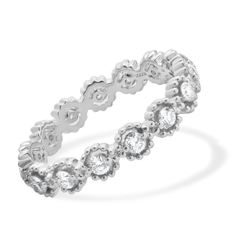 18 Karat White Gold Diamond Cutout Band