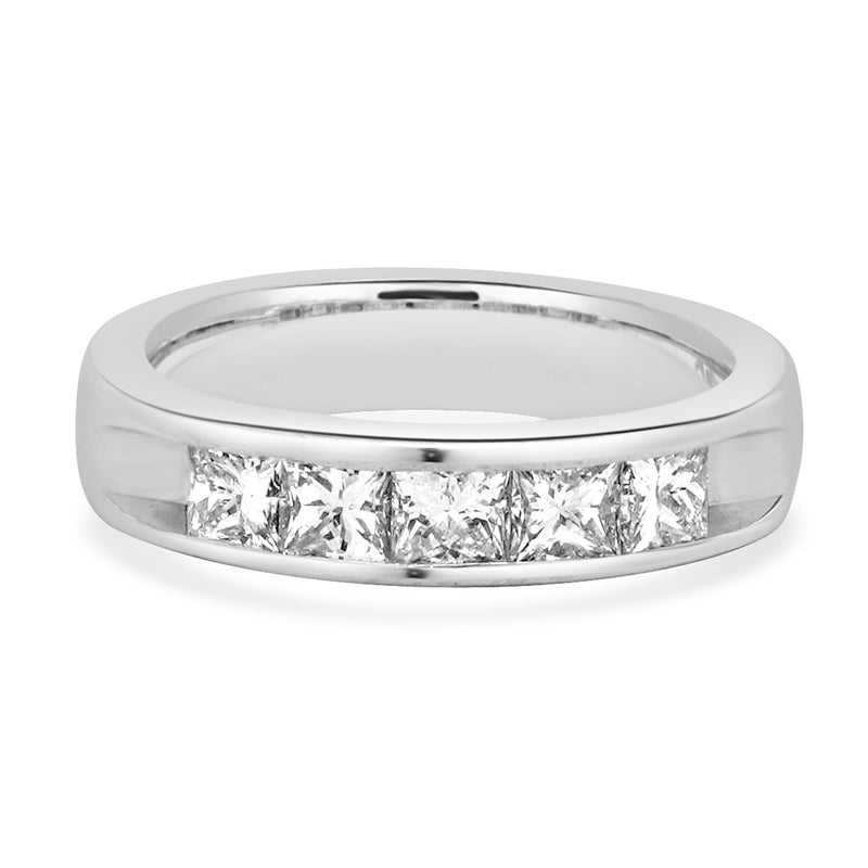 14 Karat White Gold Channel Set Princess Cut Diamond Band
