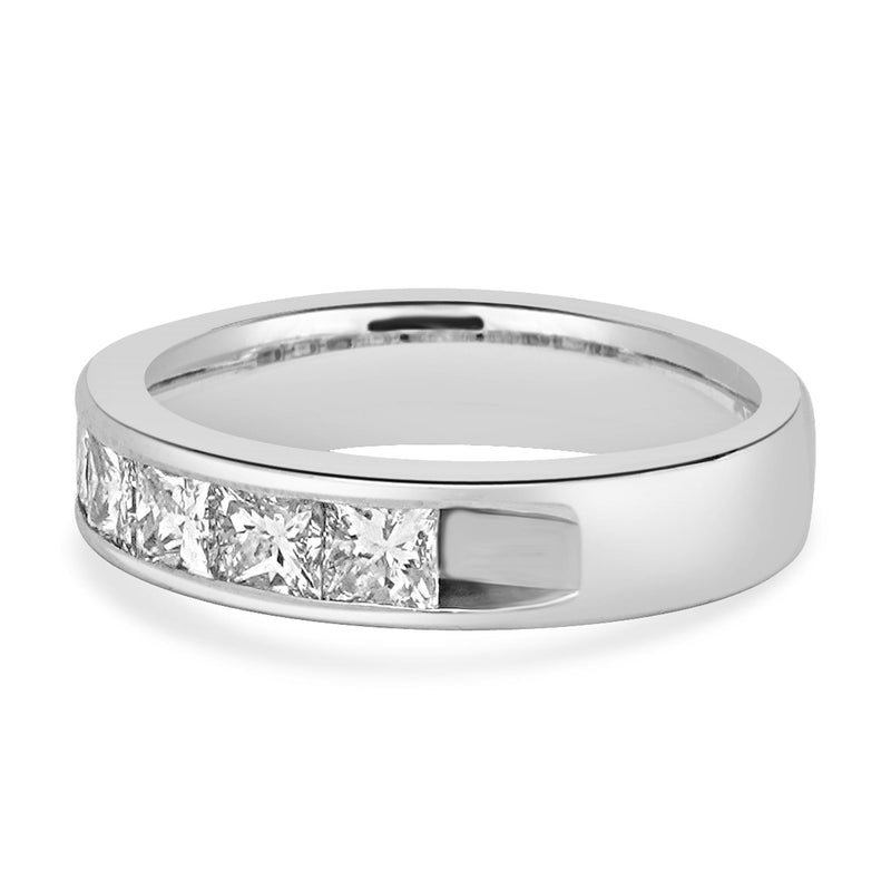 14 Karat White Gold Channel Set Princess Cut Diamond Band
