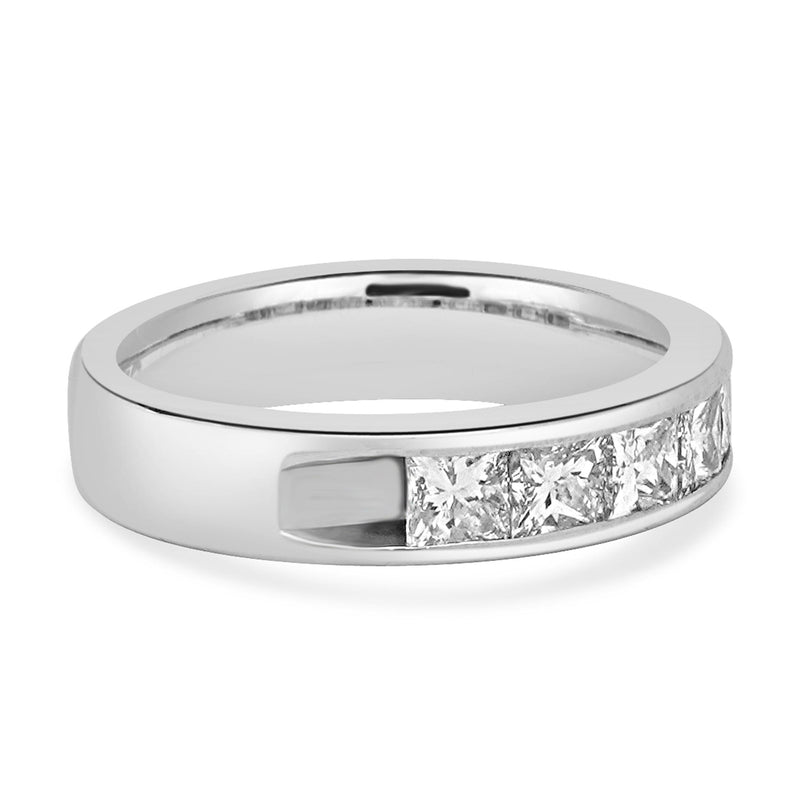 14 Karat White Gold Channel Set Princess Cut Diamond Band