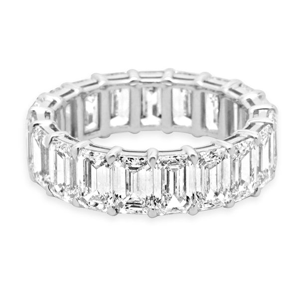 18 Karat White Gold Emerald Cut Diamond Eternity Band