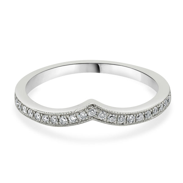 14 Karat White Gold Diamond Contoured Band