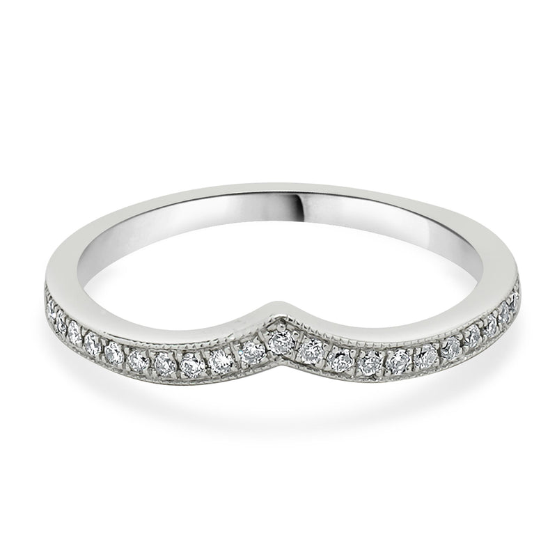 14 Karat White Gold Diamond Contoured Band
