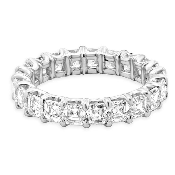 18 Karat White Gold Asscher Cut Diamond Band