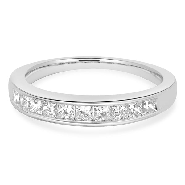 14 Karat White Gold Princess Cut Diamond Band