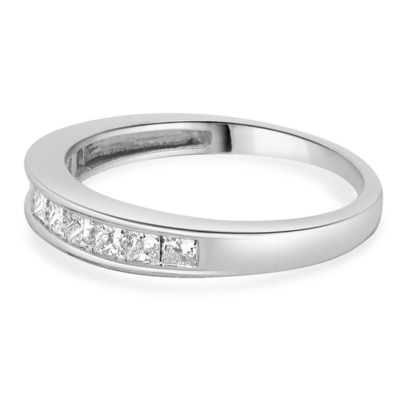 14 Karat White Gold Princess Cut Diamond Band