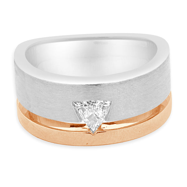 18 Karat Two Tone Interlude Trillion Cut Diamond Wedding Band