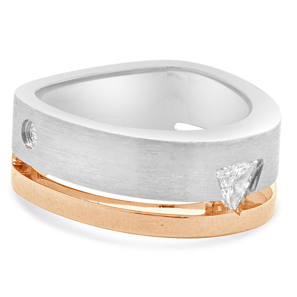 18 Karat Two Tone Interlude Trillion Cut Diamond Wedding Band