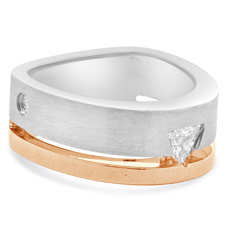18 Karat Two Tone Interlude Trillion Cut Diamond Wedding Band