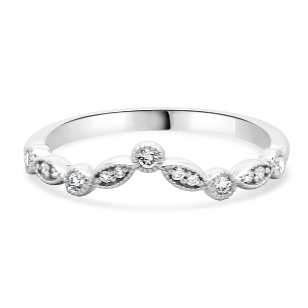 14 Karat White Gold Diamond Milgrain Band