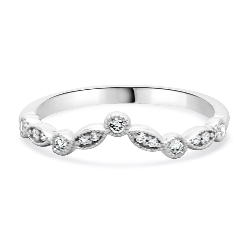 14 Karat White Gold Diamond Milgrain Band