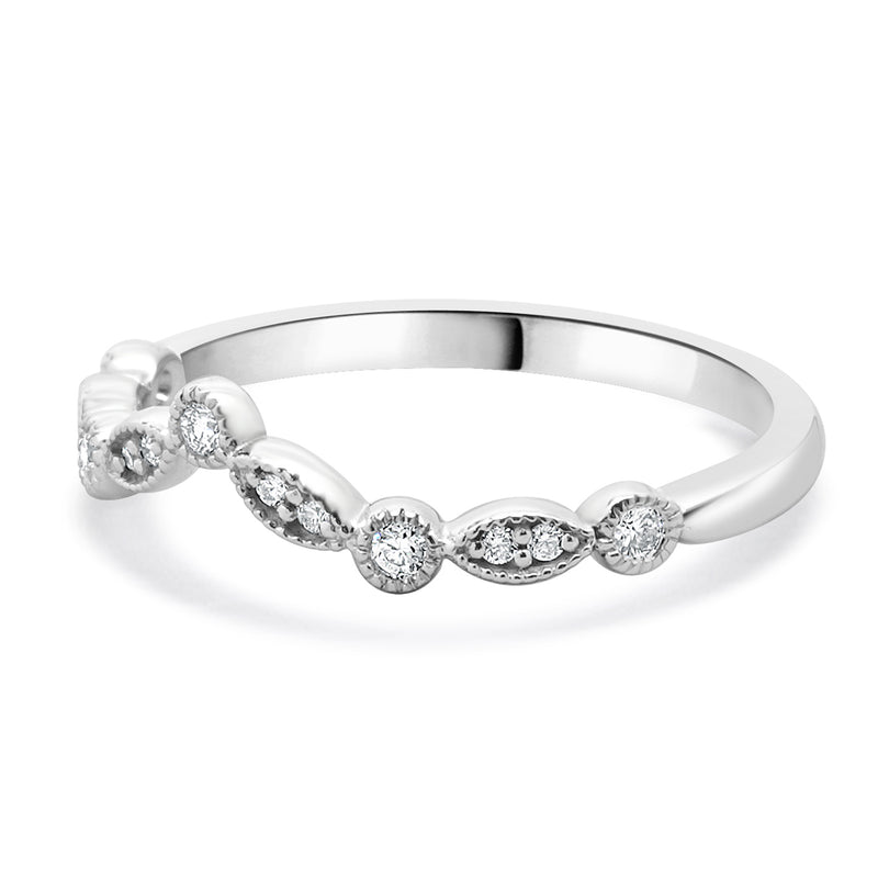 14 Karat White Gold Diamond Milgrain Band